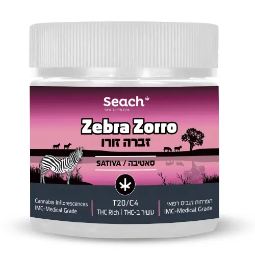 תפרחות זברה זורו (Zebra Zorro) T20/C4 סאטיבה | קנאביס רפואי